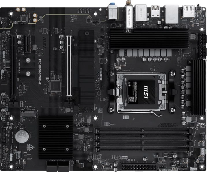 Материнская плата MSI PRO B850-S WIFI6E B850, AM5, 4*DDR5, 2*PCIEx16, 1*PCIEx1, 2*M.2, 2*TypeC, 3*USB3.2Gen2, 6*USB3.2Gen1, 4*USB2.0, 4*SATA3.0, 2.5G, DP, HDMI, ATX, RTL