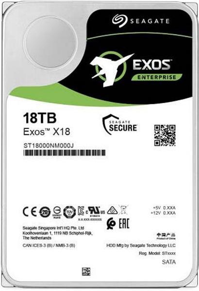 Жесткий диск HDD SATA Seagate 18Tb, ST18000NM000J, Exos X18, 7200 rpm,512Mb buffer,  512e/4kn, 1 year