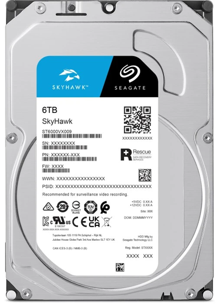 Жесткий диск Seagate SkyHawk HDD 3.5" SATA 6Tb, 5400 rpm, 256Mb buffer, 512e/4Kn, CMR, ST6000VX009, 1 year Жесткий диск Seagate SkyHawk HDD 3.5" SATA 6Tb, 5400 rpm, 256Mb buffer, 512e/4Kn, CMR, ST6000VX009, 1 year