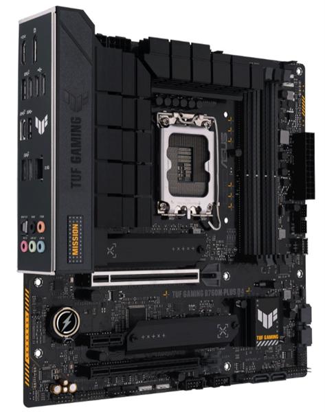 Материнская плата ASUS TUF GAMING B760M-PLUS D4, LGA1700, B760, 4*DDR4, HDMI+DP, 4xSATA3 + RAID, M2, Audio, Gb LAN, USB 3.2, USB 2.0, mATX; 90MB1DI0-M0EAY0