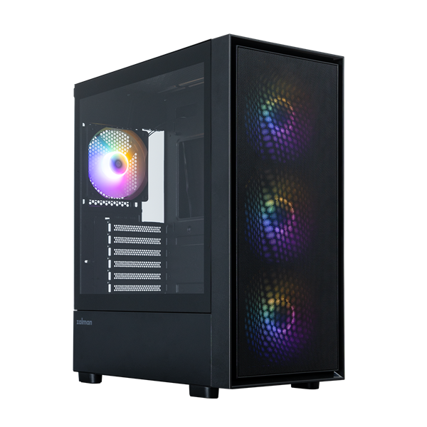 корпус ZALMAN S6, ATX, BLACK, WINDOW, 1xCombo (2.5'' or 3.5''), 3x2.5'', 1x3.5'', 1xUSB Type C, 1xUSB3.0, 2xUSB2.0, FRONT 3x140mm FRGB, REAR 1x120mm FRGB