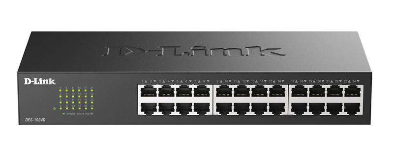 Коммутатор D-Link Неуправляемый коммутатор, 24x100Base-TX, корпус металл Коммутатор D-Link Неуправляемый коммутатор, 24x100Base-TX, корпус металл