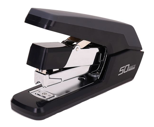 Степлер настольный Deli E0371black Exceed 24/6 26/6 26/8 (50листов) снижение усилия черный 100скоб коробка