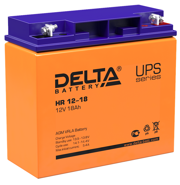 Аккумуляторная батарея Delta Аккумуляторная батарея для ИБП HR 12-18 (12V / 18Ah) (4614010180005) Аккумуляторная батарея Delta Аккумуляторная батарея для ИБП HR 12-18 (12V / 18Ah) (4614010180005)