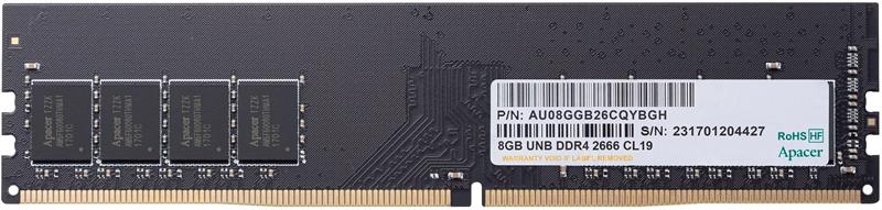 Оперативная память Apacer  DDR4   8GB  2666MHz UDIMM (PC4-21300) CL19 1.2V (Retail) 1024*8  3 years (AU08GGB26CQYBGH / EL.08G2V.GNH)