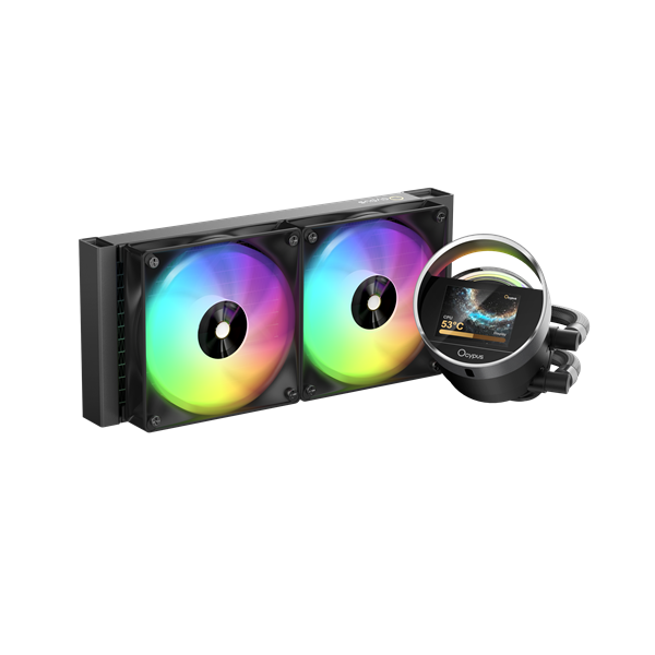 Система водяного охлаждения Ocypus Sigma L24 BK ARGB, 240mm, LCD Pump 2.4", 2x120mm ARGB fans, LGA115X/1200/1700/18XX, AM4/AM5