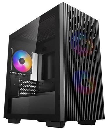 Корпус Deepcool MATREXX 40 3FS без БП, боковое окно (закаленное стекло), 2xRGB LED 120мм вентилятора спереди и 1xRGB LED 120мм вентилятор сзади, черный, MICRO ATX/MINI-ITX