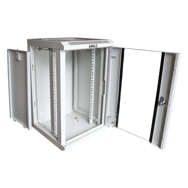 Шкаф Шкаф настенный 10, 6U 312x300, стеклянная дверь, серый, установочный размер 236 мм
