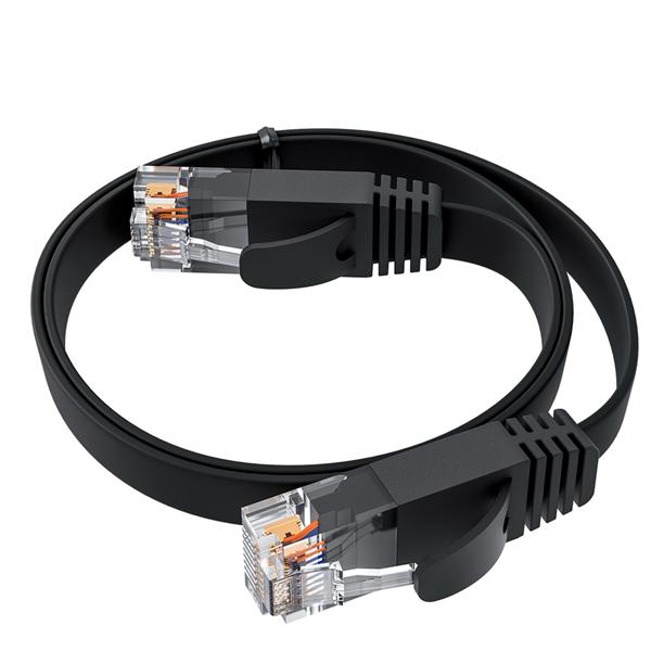  GCR Патч-корд  1.0m, кат.6, PROF, плоский, прямой, UTP, медь, черный, 30 AWG, ethernet high speed 10 Гбит/с, RJ45, T568B (LNC65)