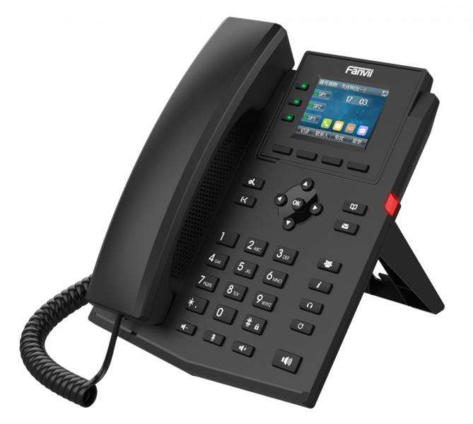 Телефон Fanvil IP , 2xEthernet 10/100/1000, LCD 320x240, цветной дисплей 2,4, 4 аккаунта SIP, G722, Opus, Ipv-6, порт для гарнитуры, книга на 1000 записей, 6-ти сторонняя аудиконф., POE, бп