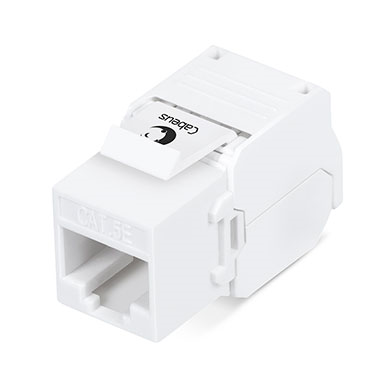 Вставка модуль Сabeus KJ-RJ45-Cat.5e-180-Toolless Вставка Keystone Jack RJ-45(8P8C), 180 градусов, категория 5e, без инструмента Toolless, белая