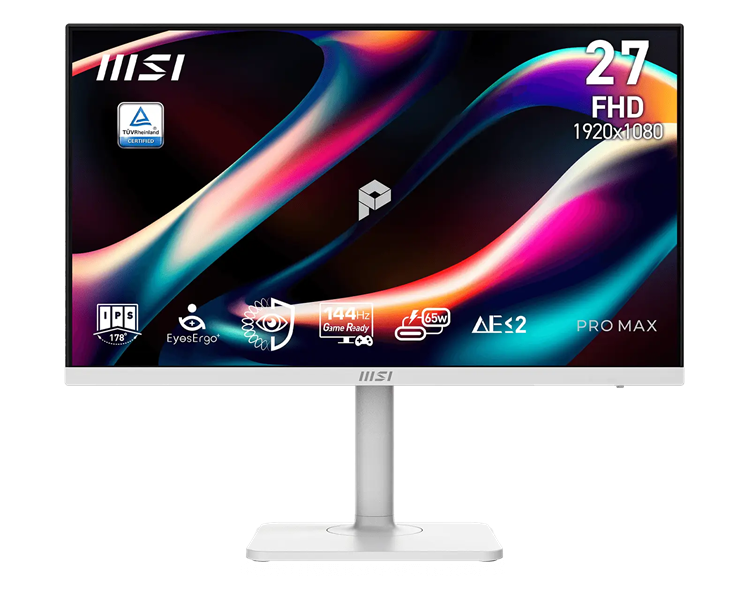 Монитор MSI PRO MAX 271PHW E14 27" 16:9 FHD(1920x1080) IPS Flat,4ms(GTG),1500:1,100M:1,300nit,HDMI,DP,2xUSB Type-A,USB Type-B,USB Type-C,Speaker,Tilt,Swivel,Height,Pivot,144Hz,White,1y w-ty Монитор MSI PRO MAX 271PHW E14 27" 16:9 FHD(1920x1080) IPS Flat,4ms(GTG),1500:1,100M:1,300nit,HDMI,DP,2xUSB Type-A,USB Type-B,USB Type-C,Speaker,Tilt,Swivel,Height,Pivot,144Hz,White,1y w-ty