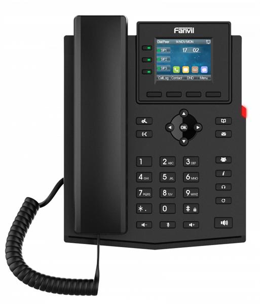 Телефон Fanvil IP , 2xEthernet 10/100, LCD 320x240, цветной дисплей 2,4, 4 аккаунта SIP, G722, Opus, Ipv-6, порт для гарнитуры, книга на 1000 записей, 6-ти сторонняя аудиконф., бп