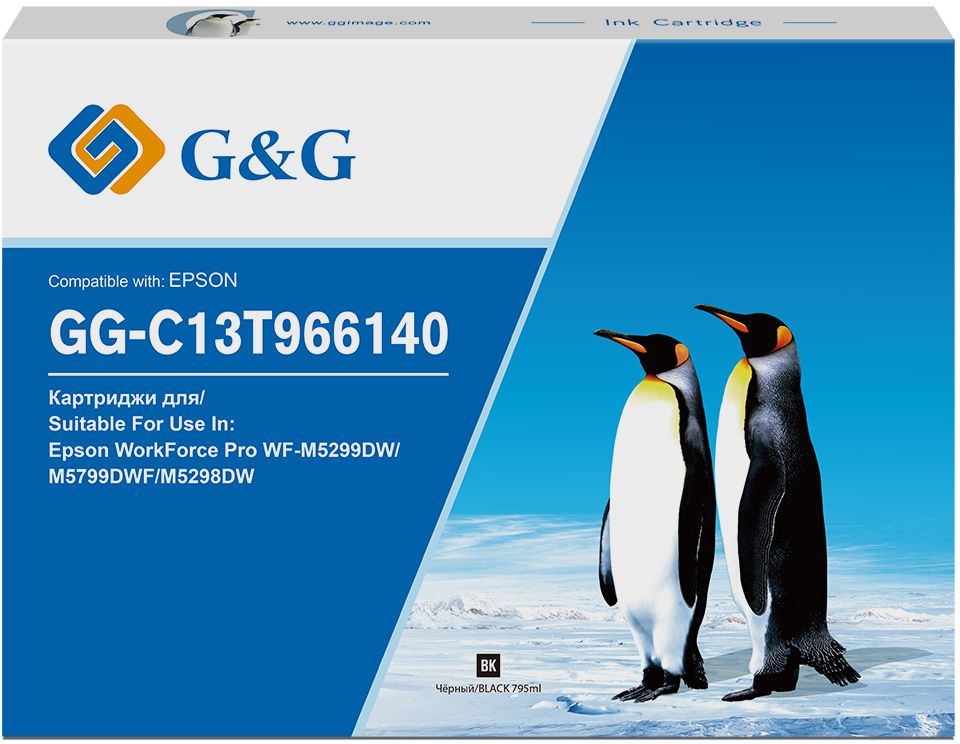 Картридж струйный G&G GG-C13T966140 T9661 черный (40000стр.) (795мл) для Epson WorkForce Pro WF-M5299DW/M5799DWF/M5298DW Картридж струйный G&G GG-C13T966140 T9661 черный (40000стр.) (795мл) для Epson WorkForce Pro WF-M5299DW/M5799DWF/M5298DW