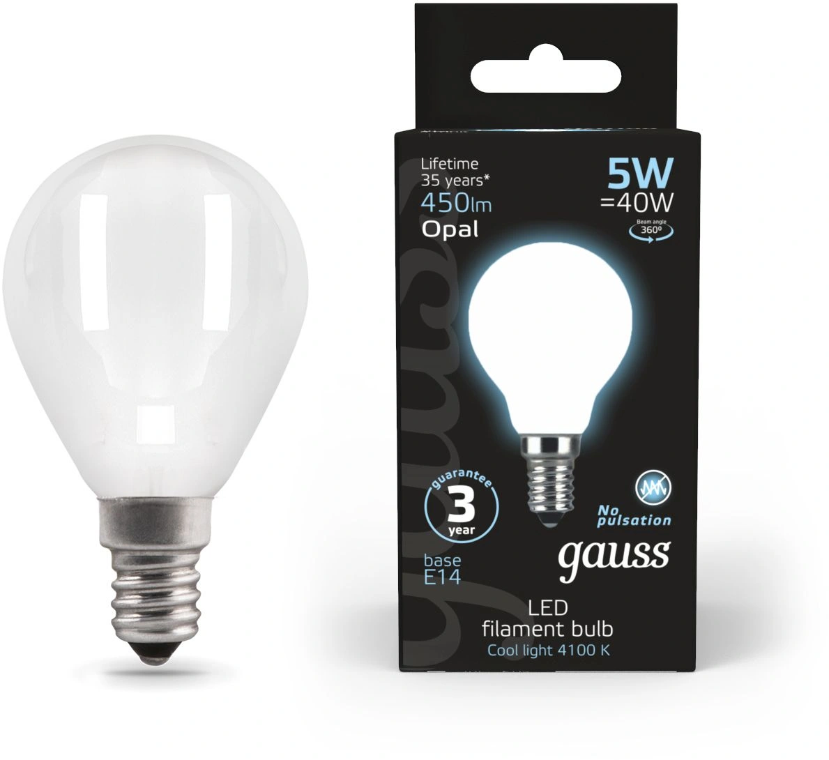 Лампа светодиодная Gauss Filament 5Вт цок.:E14 шар 220B св.свеч.бел.нейт. (упак.:1шт) (105201205) Лампа светодиодная Gauss Filament 5Вт цок.:E14 шар 220B св.свеч.бел.нейт. (упак.:1шт) (105201205)