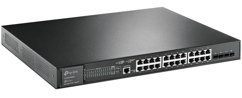  TP-Link 24-портовый гигабитный управляемый PoE-коммутатор с 4 SFP+ портами 10 Гбит/с, 19", бюджет PoE - 384 Вт