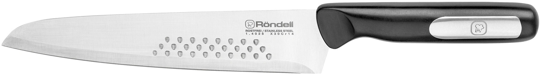 Нож кухонный Rondell Bayoneta RD-1570 стальной поварской лезв.200мм прямая заточка черный блистер Нож кухонный Rondell Bayoneta RD-1570 стальной поварской лезв.200мм прямая заточка черный блистер