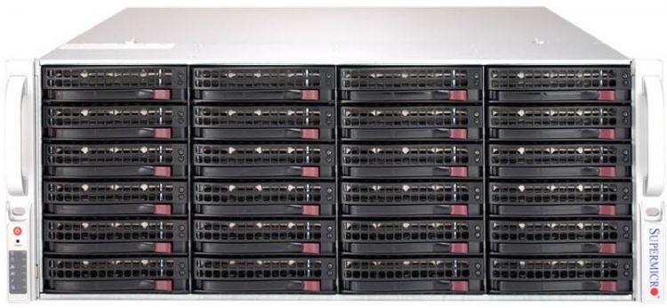 Серверная платформа Supermicro SuperStorage 4U Server 6049P-E1CR24H noCPU(2)Scalable/TDP 70-205W/ no DIMM(16)/ 3108RAID HDD(24)LFF+ opt. 2SFF/ 2x10Gbe/ 7xFH/ 2x1200W