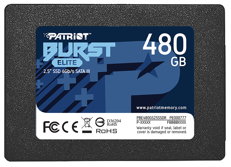 Твердотельный накопитель Patriot SSD BURST ELITE 480GB SATA3 2.5" R450/W320 TBW 200TB 3D NAND