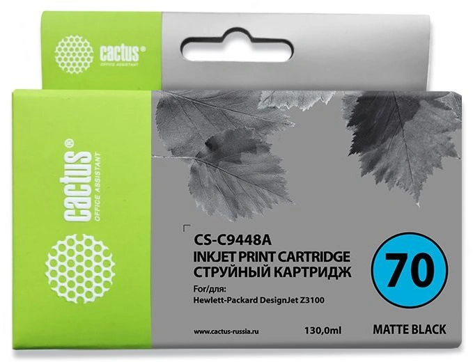 Картридж струйный Cactus CS-C9448A №70 черный матовый (130мл) для HP DJ Z3100 с чипом