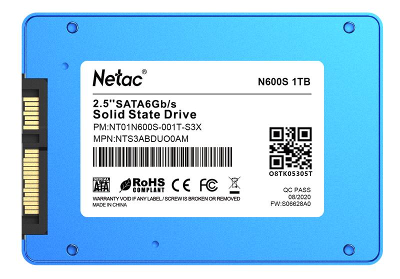 Ssd накопитель Netac SSD N600S 1TB 2.5 SATAIII 3D NAND, 7mm, R/W up to 560/520MB/s, TBW 560TB, 5y wty