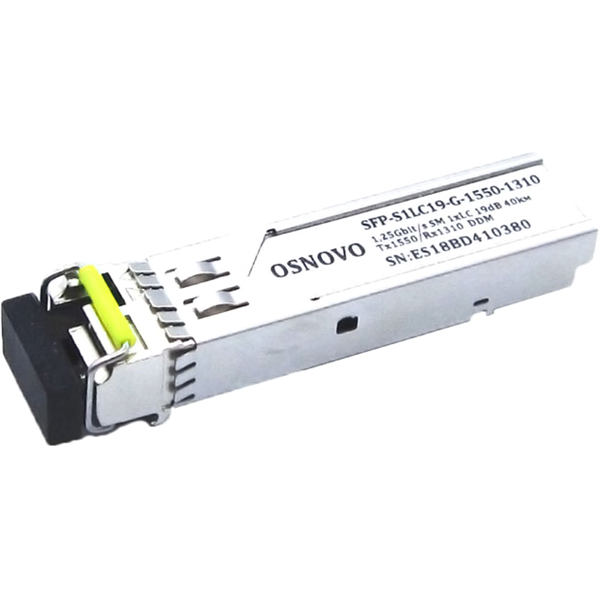 Oптический SFP модуль OSNOVO SFP-S1LC19-G-1550-1310 Оптический SFP Модуль. Одно волокно Single Mode. Скорость: до 1,25 Гбит/c. Тип разъема: LC. Оптический бюджет: 19дБ. Расстояние передачи - до 40км. Рабочая длина волны,нм Oптический SFP модуль OSNOVO SFP-S1LC19-G-1550-1310 Оптический SFP Модуль. Одно волокно Single Mode. Скорость: до 1,25 Гбит/c. Тип разъема: LC. Оптический бюджет: 19дБ. Расстояние передачи - до 40км. Рабочая длина волны,нм