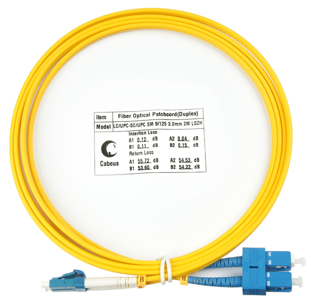 Шнур оптический Cabeus FOP(d)-9-LC-SC-2m Шнур оптический duplex LC-SC 9/125 sm 2м LSZH