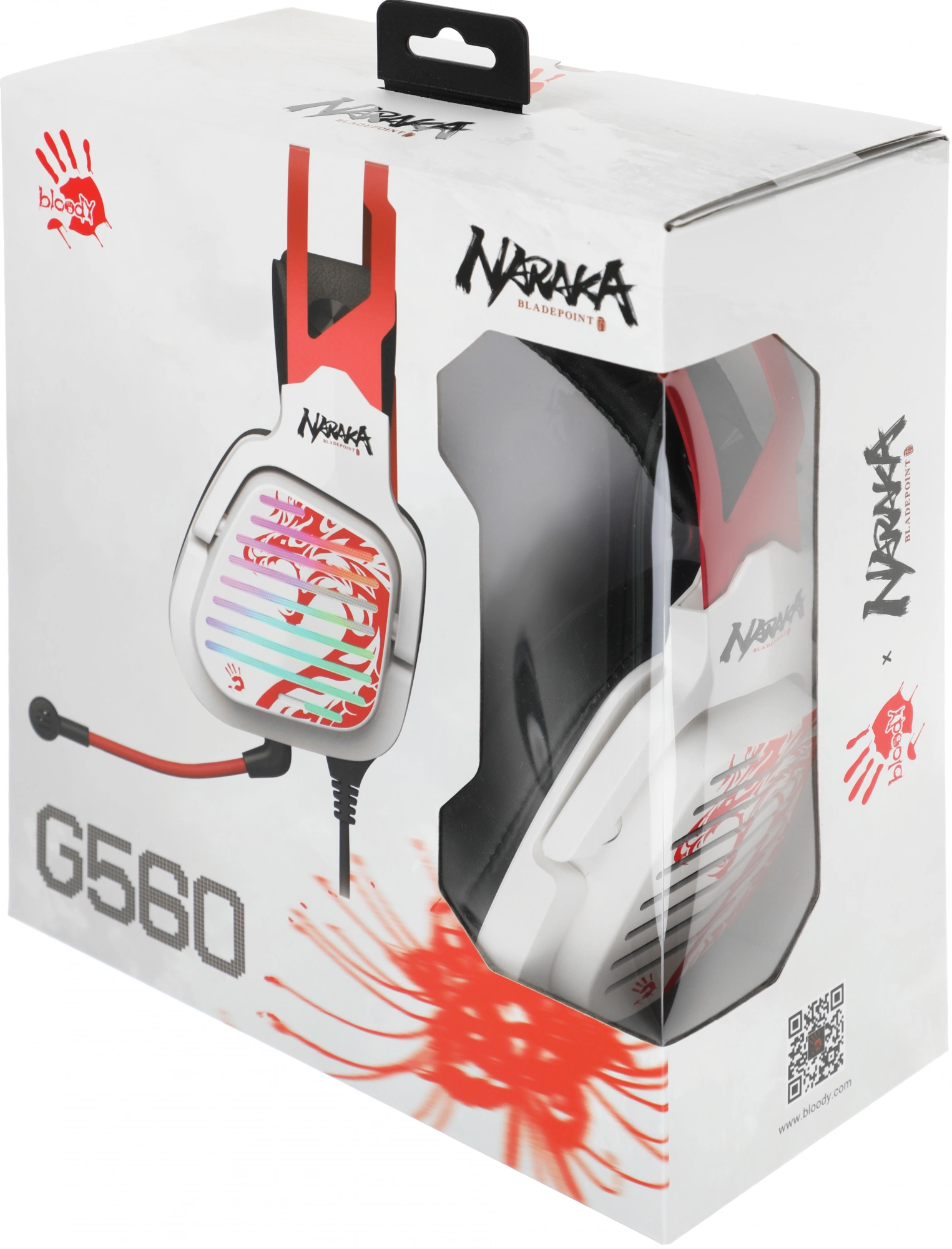 Наушники с микрофоном A4Tech Bloody G560 белый/красный 2м мониторные оголовье (G560 NARAKA)