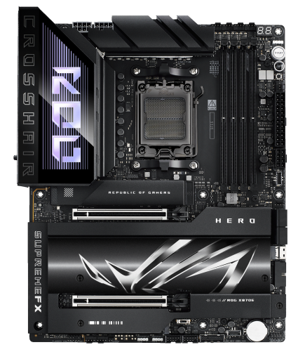 Материнская плата ASUS ROG CROSSHAIR X870E HERO, AM5, X870, 4*DDR5, 4*SATA, 5*M.2, 6*USB 3.2, 2*Type-C, 2*USB4, 6*PCIx16, HDMI, ATX; 90MB1IE0-M0EAY0