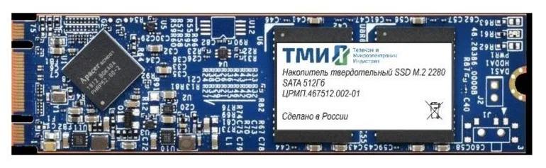 Твердотельный накопитель ТМИ SSD M.2 2280 512ГБ SATA3 6Gbps, 3D TLC, до R560/W520, IOPS(R4K) 66K/73K, 1136,36 TBW, 3,11 DWPD 2y wty МПТ