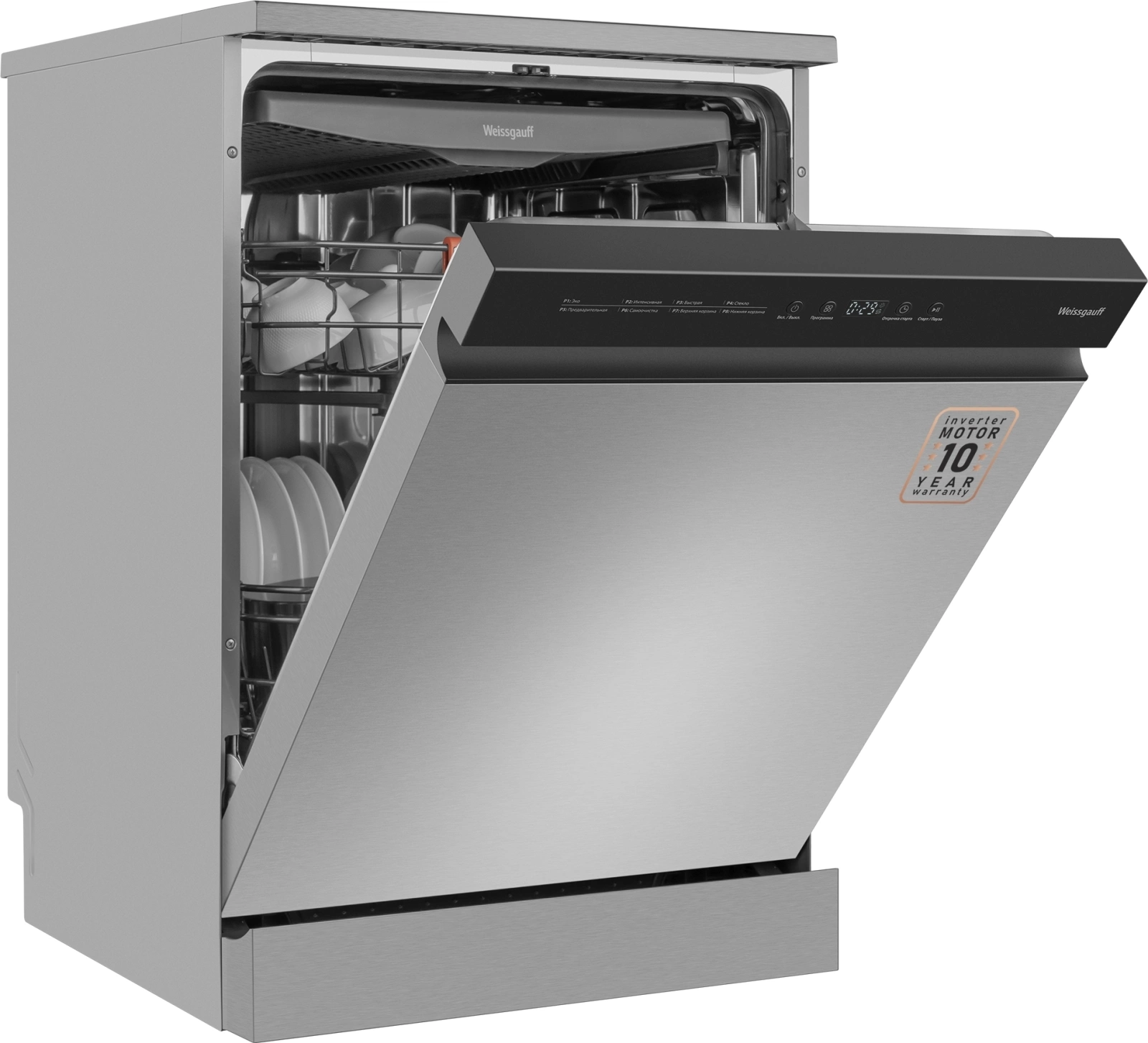 Посудомоечная машина Weissgauff DW 6038 X Inverter серебристый (полноразмерная) инвертор