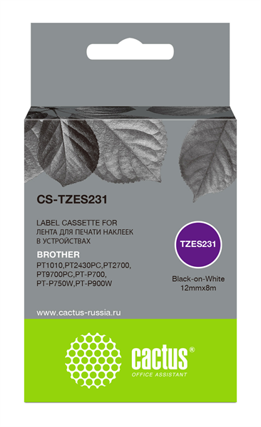 Картридж ленточный Cactus CS-TZES231 TZe-S231 черный для Brother 1010/1280/1280VP/2700VP Картридж ленточный Cactus CS-TZES231 TZe-S231 черный для Brother 1010/1280/1280VP/2700VP