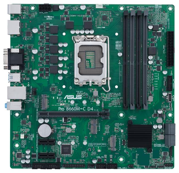 Материнская плата ASUS PRO B660M-C D4-CSM, LGA1700, B660, 4*DDR4, DPx2, HDMIx1, SATA3 + RAID, Audio, Gb LAN, USB 3.2*6, USB 2.0*6, mATX; 90MB19B0-M0EAYC