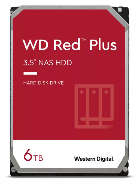 Жесткий диск Western Digital Red Plus NAS HDD 3.5" SATA 6TB, 5400 rpm, 256MB buffer, CMR, WD60EFPX, 1 year