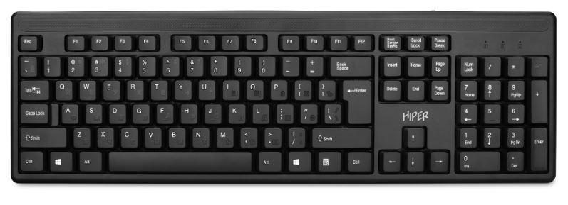 Клавиатура HIPER WIRED KEYBOARD OK-1100, USB, 104, 1.5m, black