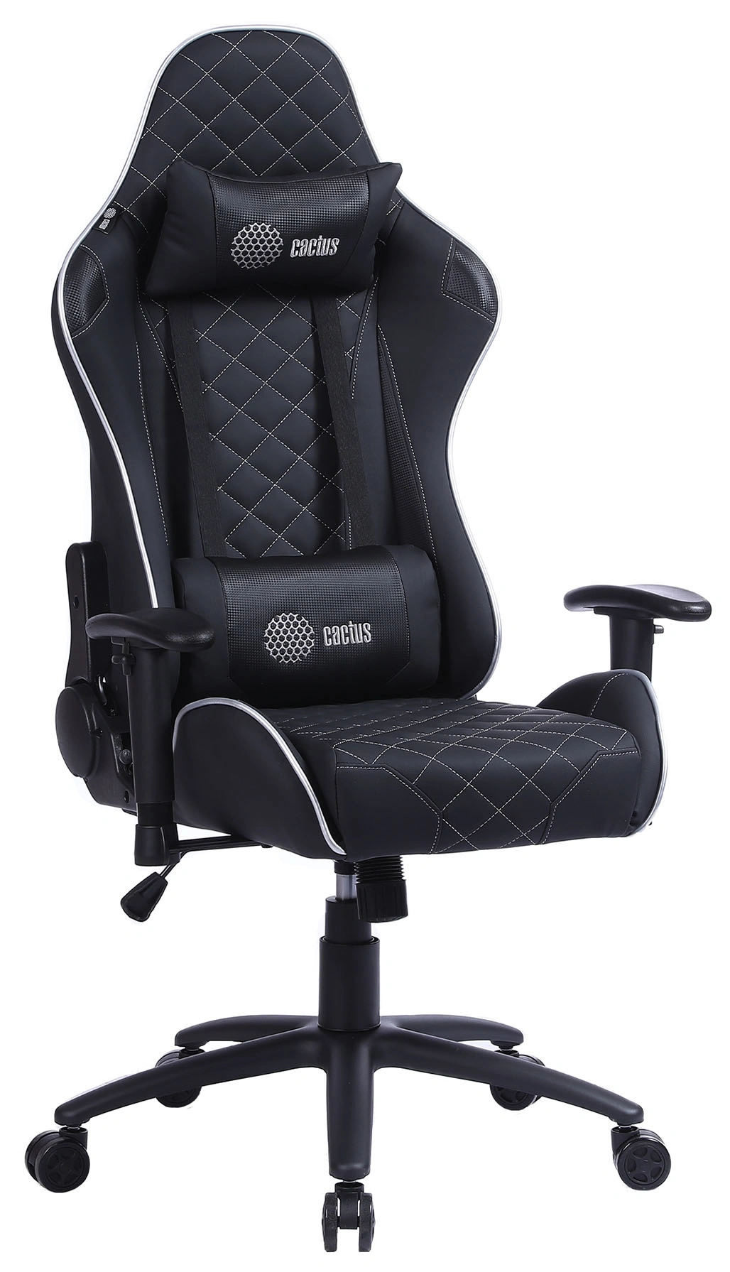 Кресло игровое Cactus CS-CHR-030 черный/серебристый экокожа с подголов. крестов. сталь Кресло игровое Cactus CS-CHR-030 черный/серебристый экокожа с подголов. крестов. сталь