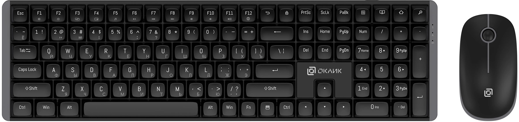 Клавиатура + мышь Оклик S315W клав:черный мышь:черный USB беспроводная Multimedia (1978741) Oklick 1978741