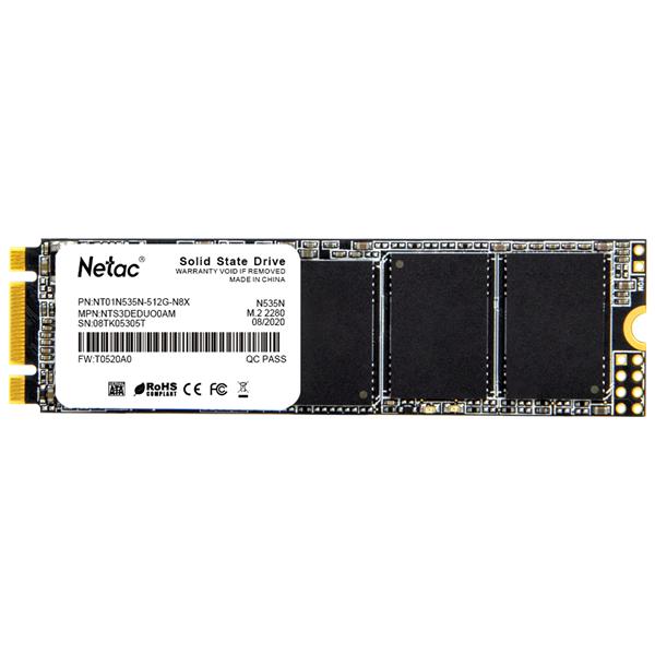 Ssd накопитель Netac SSD N535N 512GB M.2 2280 SATAIII 3D NAND, R/W up to 540/490MB/s, TBW 280TB, 3y wty