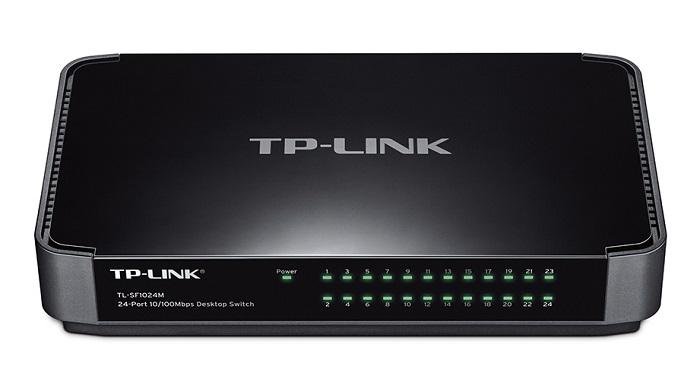  TP-Link 24-портовый 10/100 Мбит/с настольный коммутатор, 24 порта 10/100 Мбит/с (RJ45), пластиковый корпус
