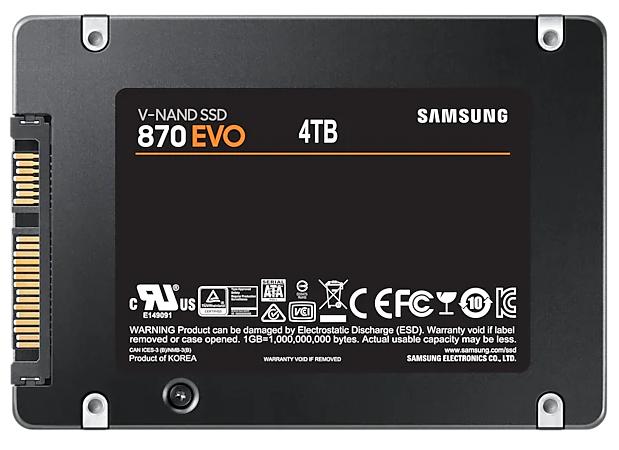 Твердотельный накопитель SSD 2.5" 4Tb (4000GB) Samsung SATA III 870 EVO (R560/W530MB/s) (MZ-77E4T0BW аналог MZ-76E4T0BW) 1year