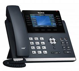 Проводной телефон sip YEALINK SIP-T46U, цветной экран, 2 порта USB, 16 аккаунтов, BLF,  PoE, GigE, без БП, шт