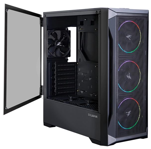 Корпус ZALMAN Z8 MS, ATX, BLACK, FRONT MESH, WINDOW, 2xCOMBO (3.5" OR 2.5"), 4x2.5", 1xUSB2.0, 2xUSB3.0, FRONT 3x120mm ARGB, REAR 1x120mm