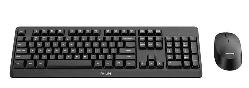 Аксессуары Philips Беспроводной Комплект SPT6307BL (Клавиатура SPK6307BL+Мышь SPK7307BL) 2.4GHz 104 клав/3 кнопки 1600dpi, русская заводская раскладка, чёрный