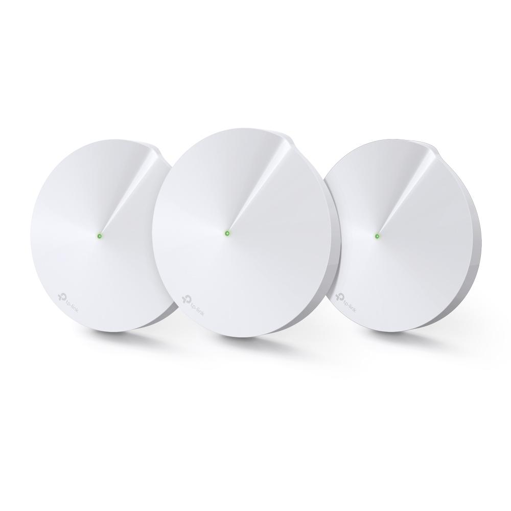  TP-Link Deco M5(3-pack), AC1300 Домашняя Mesh Wi-Fi система, 3 устройства, до 400 Мбит/с на 2,4 ГГц + до 867 Мбит/с на 5 ГГц, 4 встр. антенны, 2 гиг. порта (автоопределение WAN/LAN)