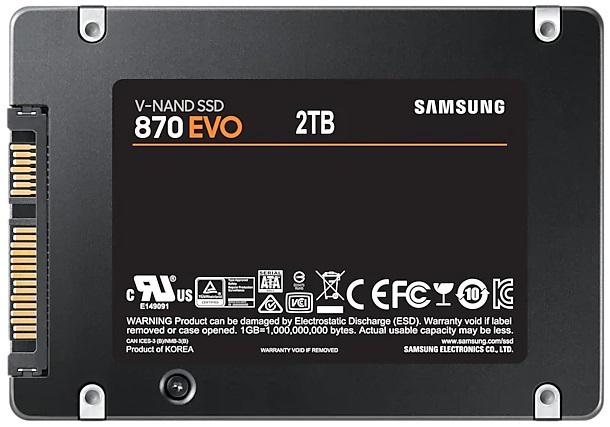 Тведотельный накопитель SSD 2.5" 2Tb (2000GB) Samsung SATA III 870 EVO (R560/W530MB/s) (MZ-77E2T0BW аналог MZ-76E2T0BW) 1year