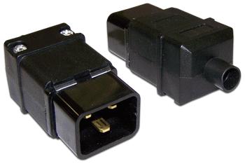  Вилка IEC 60320 C20, 16A, 250V, прямая, разборная, черная