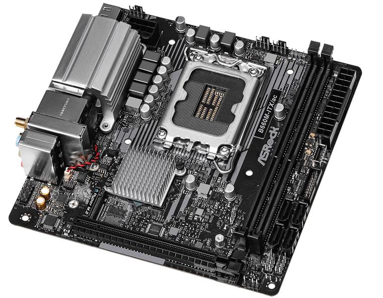 Материнская плата ASROCK B660M-ITX/AC, LGA1700, B660, 2*DDR4, DP+HDMI, 4xSATA3 6.0 (RAID),  M.2 Socket, 2xUSB 3.2, 2xUSB 2.0, mITX; 90-MXBHG0-A0UAYZ