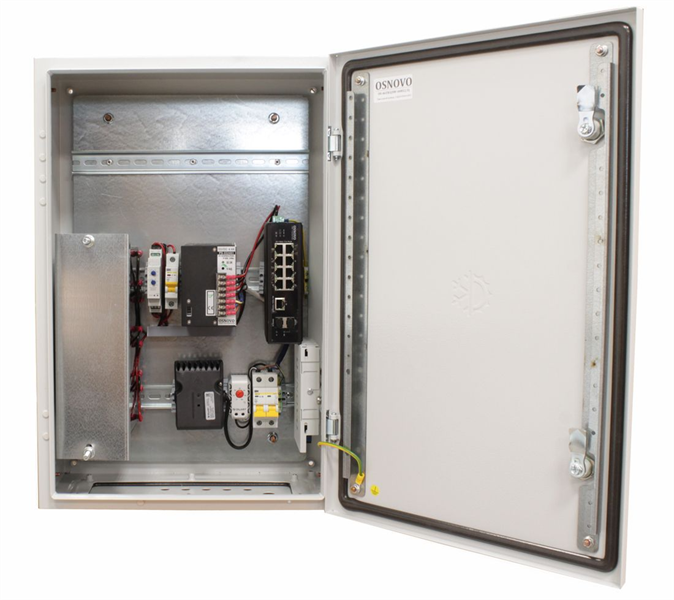 Уличный коммутатор OSNOVO OS-46TB1(SW-60812/I) Уличный коммутатор с термостабилизацией и резервным питанием на базе уличной станции OSNOVO OS-46TB1. Порты: 6 x FE (10/100Base-T) с PoE (до 30W) + 2 x FE (10/100Base-T) с