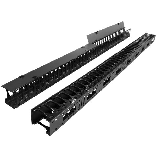  Вертикальные органайзеры с пластиковыми пальцами 149 мм, 42U, для шкафов Business шириной 800 мм, 2 шт., черные