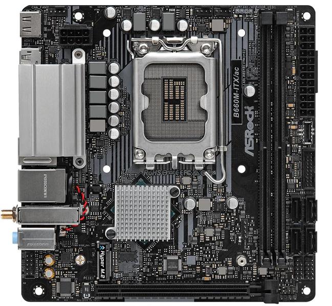 Материнская плата ASROCK B660M-ITX/AC, LGA1700, B660, 2*DDR4, DP+HDMI, 4xSATA3 6.0 (RAID),  M.2 Socket, 2xUSB 3.2, 2xUSB 2.0, mITX; 90-MXBHG0-A0UAYZ